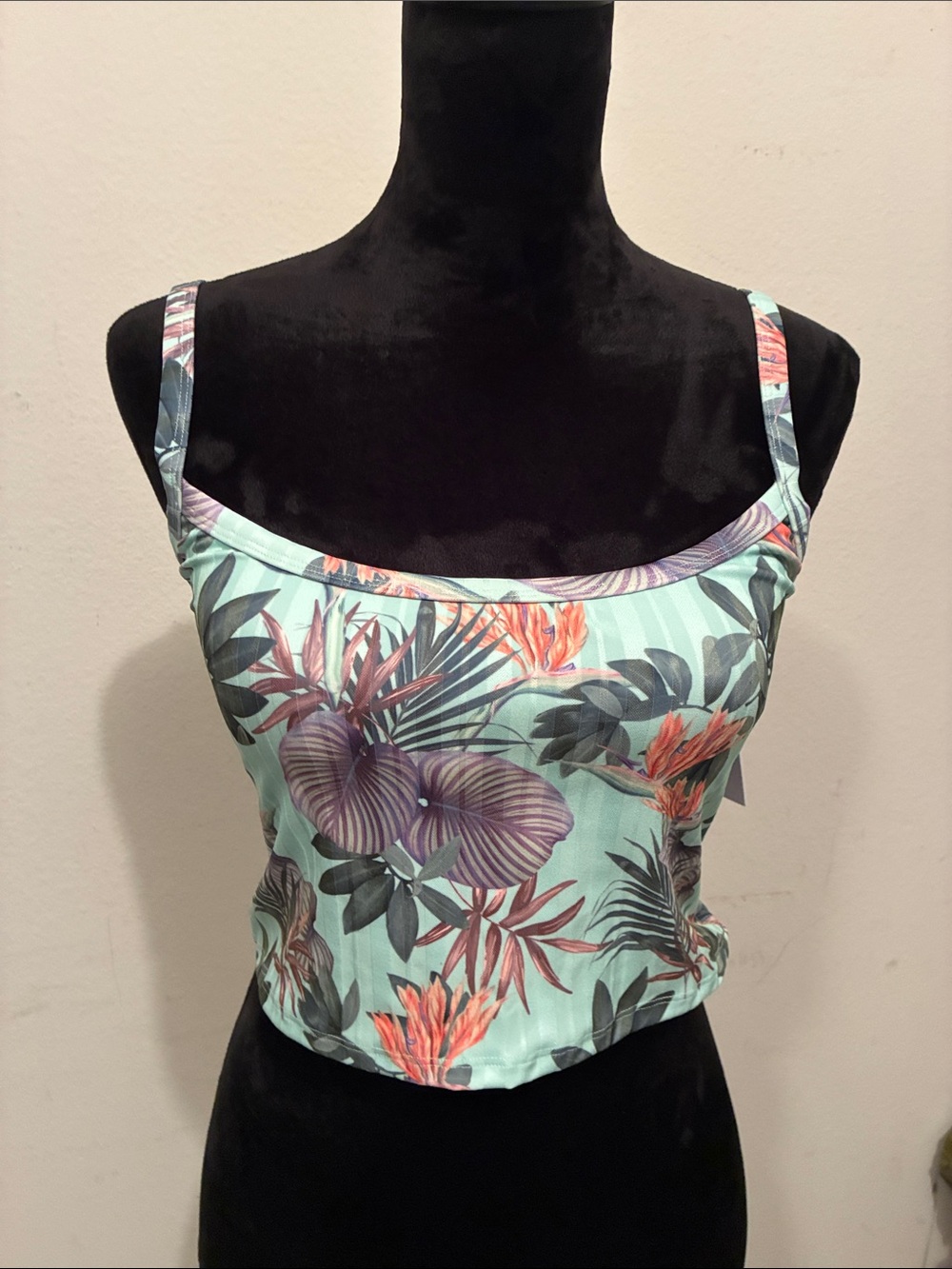 Skye Swimwear top, Mint Tropical Floral Crop Tank, New. Last Markdown.